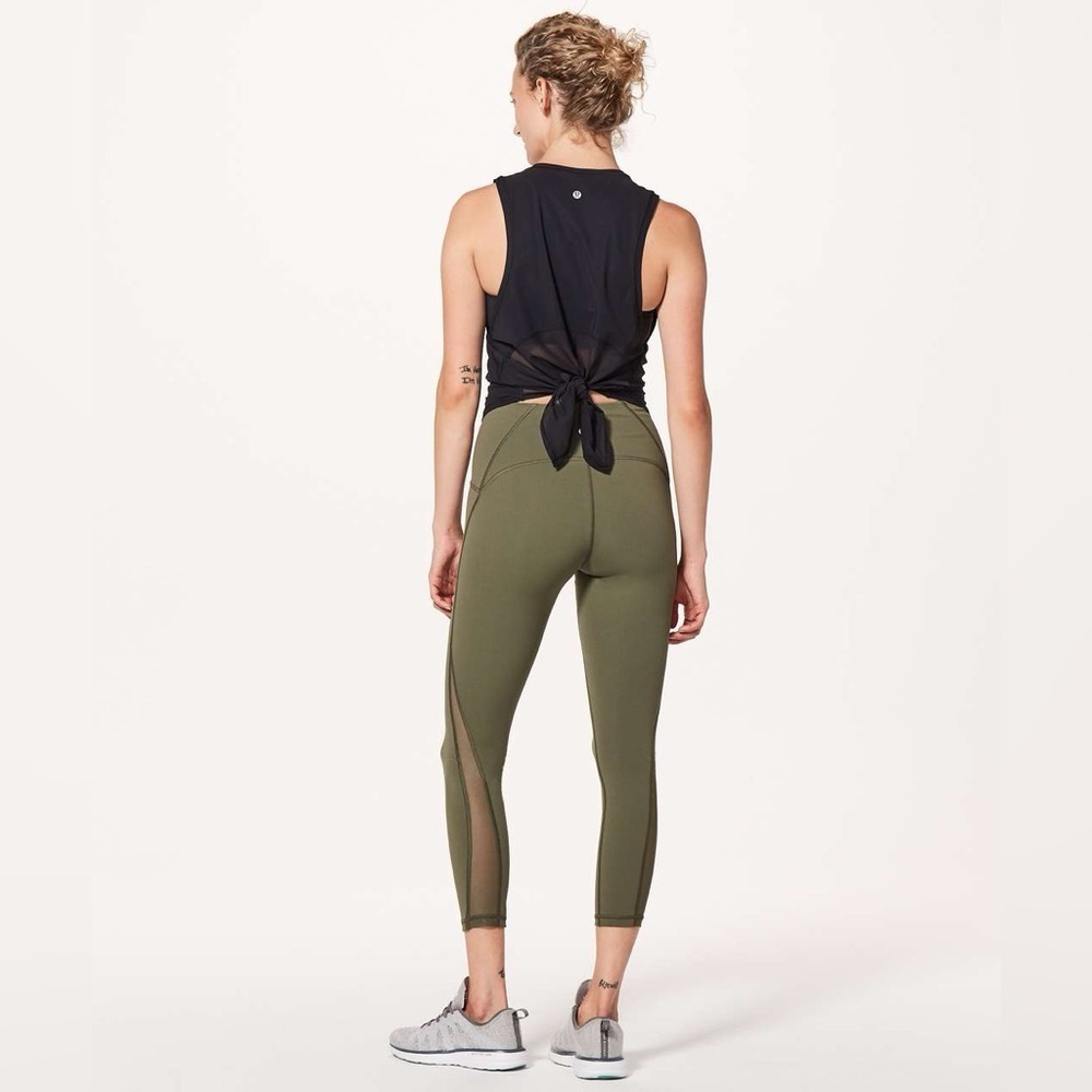 Lululemon Train Times 7/8 Pant Mesh Leggings Sage Green